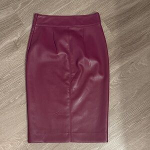 Aritzia Burgundy Leather Pencil Skirt